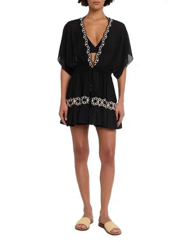 Alisa Embroidered Mini Coverup Dress