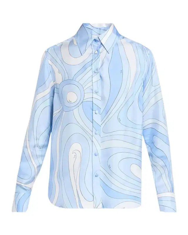 Pucci Marmo-Print Silk Twill Button-Down Shirt