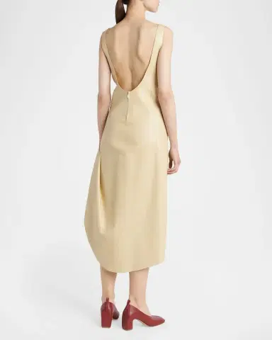 Bottega Veneta Sleeveless Leather Asymmetric Midi Dress | Thumbnail 3 Bottega Veneta Sleeveless Leather Asymmetric Midi Dress | Thumbnail 3