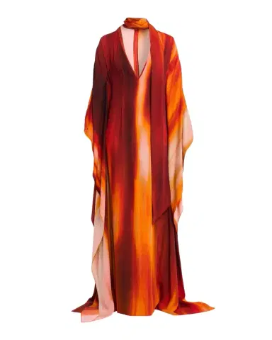 LaQuan Smith Plunging Neck-Scarf Dolman-Sleeve Caftan Gown | Thumbnail 1