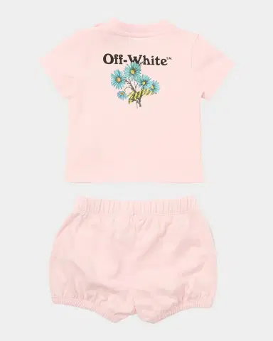 Off-White Girl's Daisy Tape Jersey Top & Shorts Set, Size 3M-36M | Thumbnail 2 Off-White Girl's Daisy Tape Jersey Top & Shorts Set, Size 3M-36M | Thumbnail 2