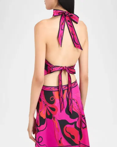 Pucci Orchidee Silk Twill Scarf Halter Top | Thumbnail 2