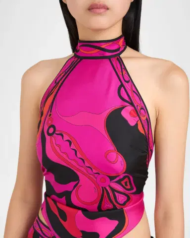 Pucci Orchidee Silk Twill Scarf Halter Top | Thumbnail 4