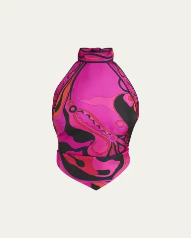 Pucci Orchidee Silk Twill Scarf Halter Top | Thumbnail 5
