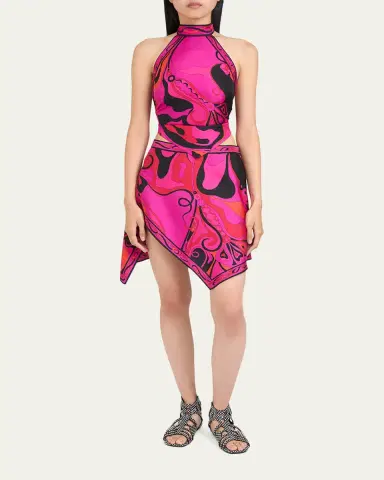 Pucci Orchidee Silk Twill Scarf Halter Top | Thumbnail 6
