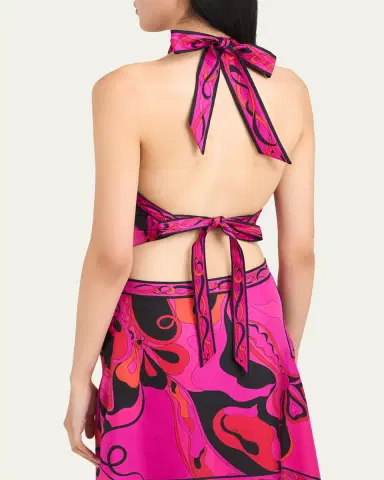 Pucci Orchidee Silk Twill Scarf Halter Top | Thumbnail 7