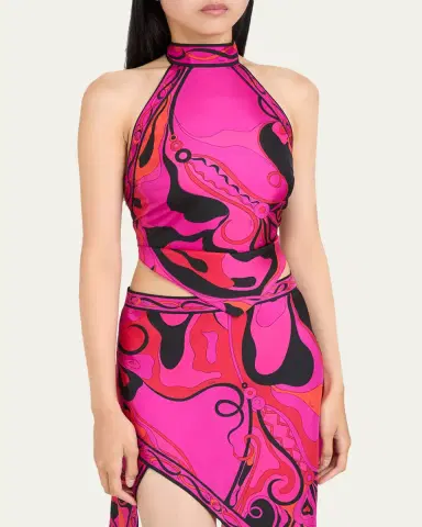 Pucci Orchidee Silk Twill Scarf Halter Top | Thumbnail 8