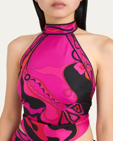 Pucci Orchidee Silk Twill Scarf Halter Top | Thumbnail 9