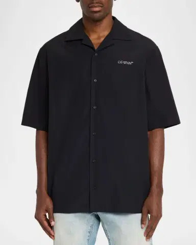 Off-White Men's Logo and Arrows Cotton Short-Sleeve Shirt | Thumbnail 4 Off-White Men's Logo and Arrows Cotton Short-Sleeve Shirt | Thumbnail 4
