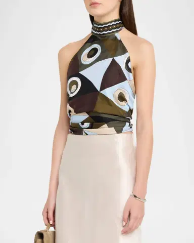 Pucci Occhi-Print Silk Twill Halter Top | Thumbnail 4 Pucci Occhi-Print Silk Twill Halter Top | Thumbnail 4