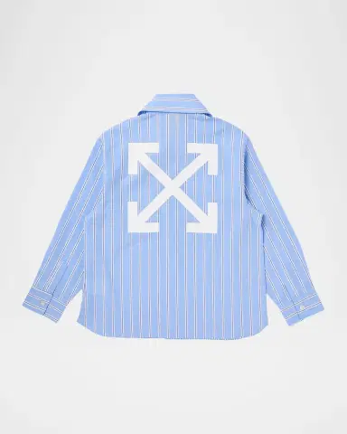 Off-White Boy's OW Embroidered Stripe Button-Down Shirt, Size 4-12 | Thumbnail 2 Off-White Boy's OW Embroidered Stripe Button-Down Shirt, Size 4-12 | Thumbnail 2