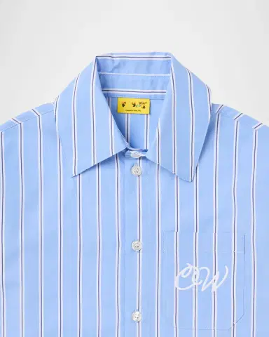Off-White Boy's OW Embroidered Stripe Button-Down Shirt, Size 4-12 | Thumbnail 3 Off-White Boy's OW Embroidered Stripe Button-Down Shirt, Size 4-12 | Thumbnail 3