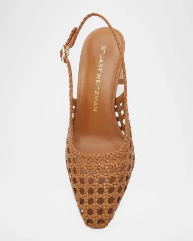 Stuart Weitzman 50mm Stassi Woven Leather Slingback Pumps | Thumbnail 2 Stuart Weitzman 50mm Stassi Woven Leather Slingback Pumps | Thumbnail 2