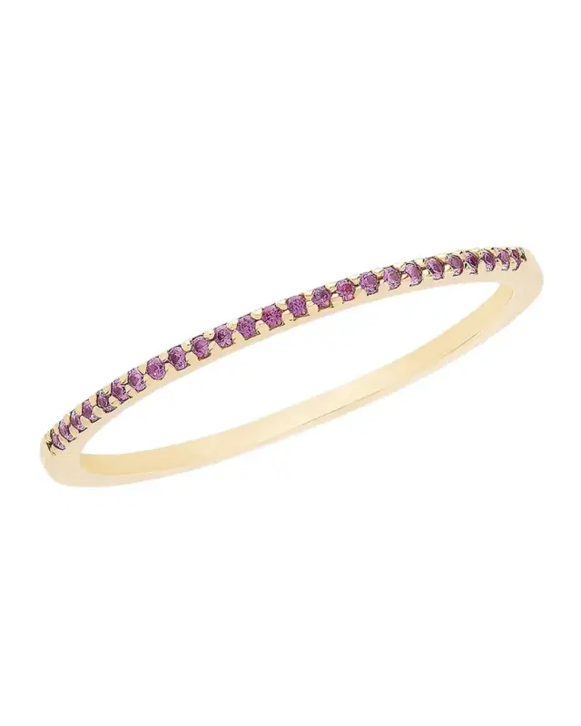 Thin Pink Sapphire Stack Ring, Size 8