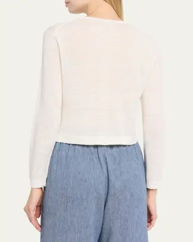 Theory Cropped Linen-Blend Cardigan | Thumbnail 3 Theory Cropped Linen-Blend Cardigan | Thumbnail 3