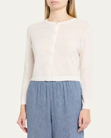 Theory Cropped Linen-Blend Cardigan | Thumbnail 4 Theory Cropped Linen-Blend Cardigan | Thumbnail 4