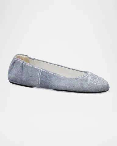Tory Burch Reva Travel Denim Ballerina Flats | Thumbnail 2 Tory Burch Reva Travel Denim Ballerina Flats | Thumbnail 2