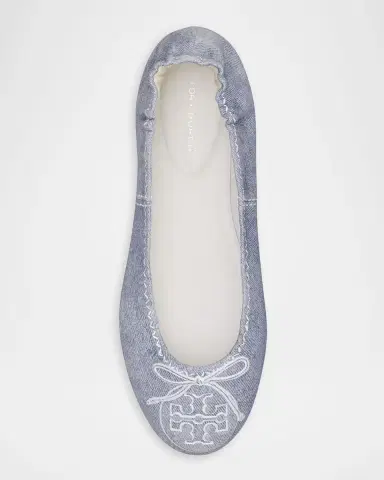 Tory Burch Reva Travel Denim Ballerina Flats | Thumbnail 4 Tory Burch Reva Travel Denim Ballerina Flats | Thumbnail 4