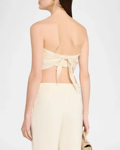 Simkhai Lahni Strapless Linen Lace Top | Thumbnail 3