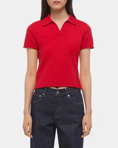 Helmut Lang Short-Sleeve Shrunken Polo Shirt | Thumbnail 4