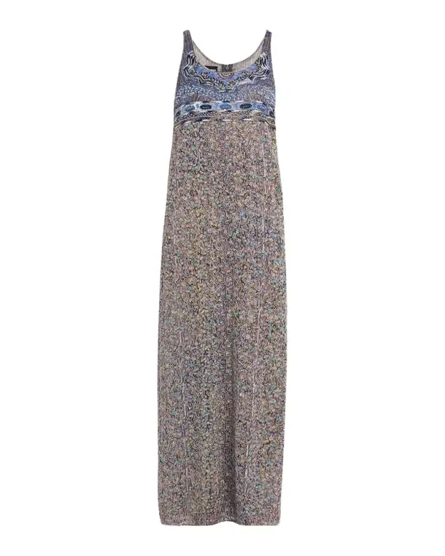 Embroidered Silk Sleeveless Maxi Dress