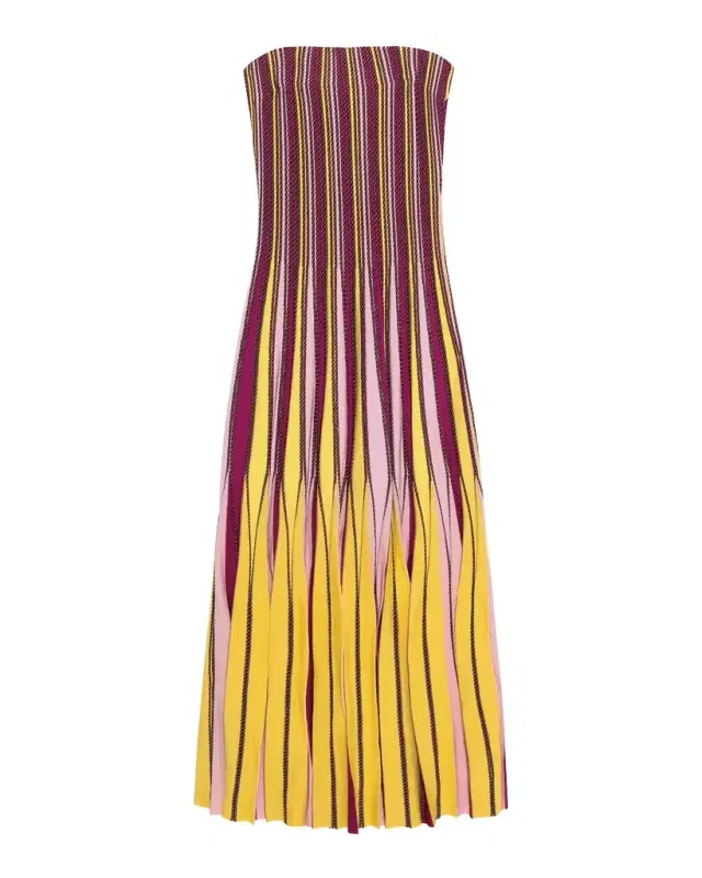 SIMKHAI Soleil Striped Strapless Midi Dress