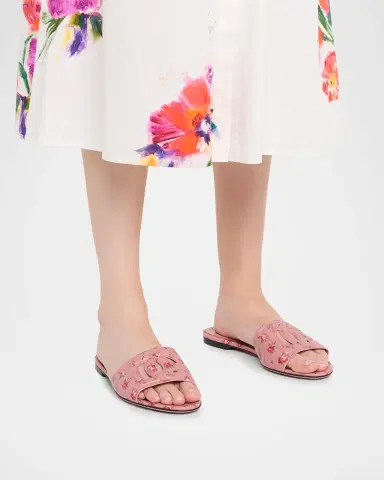 Dolce & Gabbana DG Interlock Floral-Printed Leather Slide Sandals | Thumbnail 2 Dolce & Gabbana DG Interlock Floral-Printed Leather Slide Sandals | Thumbnail 2
