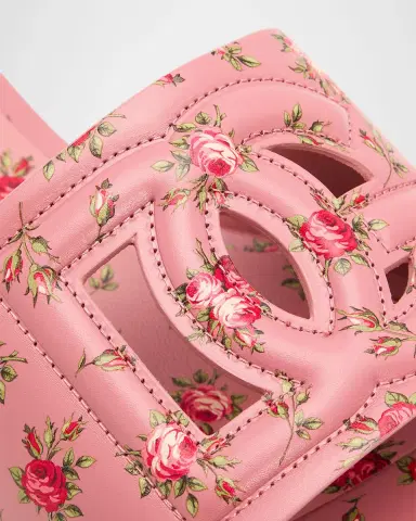 Dolce & Gabbana DG Interlock Floral-Printed Leather Slide Sandals | Thumbnail 5 Dolce & Gabbana DG Interlock Floral-Printed Leather Slide Sandals | Thumbnail 5