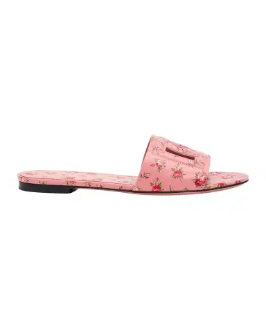 Dolce & Gabbana DG Interlock Floral-Printed Leather Slide Sandals | Thumbnail 1 Dolce & Gabbana DG Interlock Floral-Printed Leather Slide Sandals | Thumbnail 1