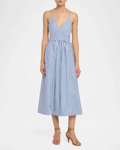 Tanya Taylor Vivien Cotton Stripe Spaghetti-Strap Midi Dress | Thumbnail 2 Tanya Taylor Vivien Cotton Stripe Spaghetti-Strap Midi Dress | Thumbnail 2