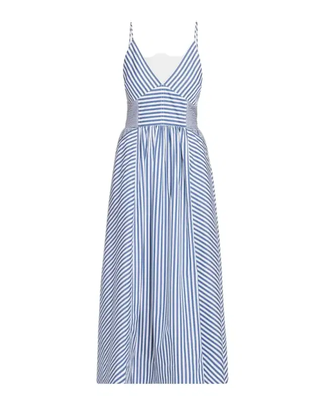 Tanya Taylor Vivien Cotton Stripe Spaghetti-Strap Midi Dress