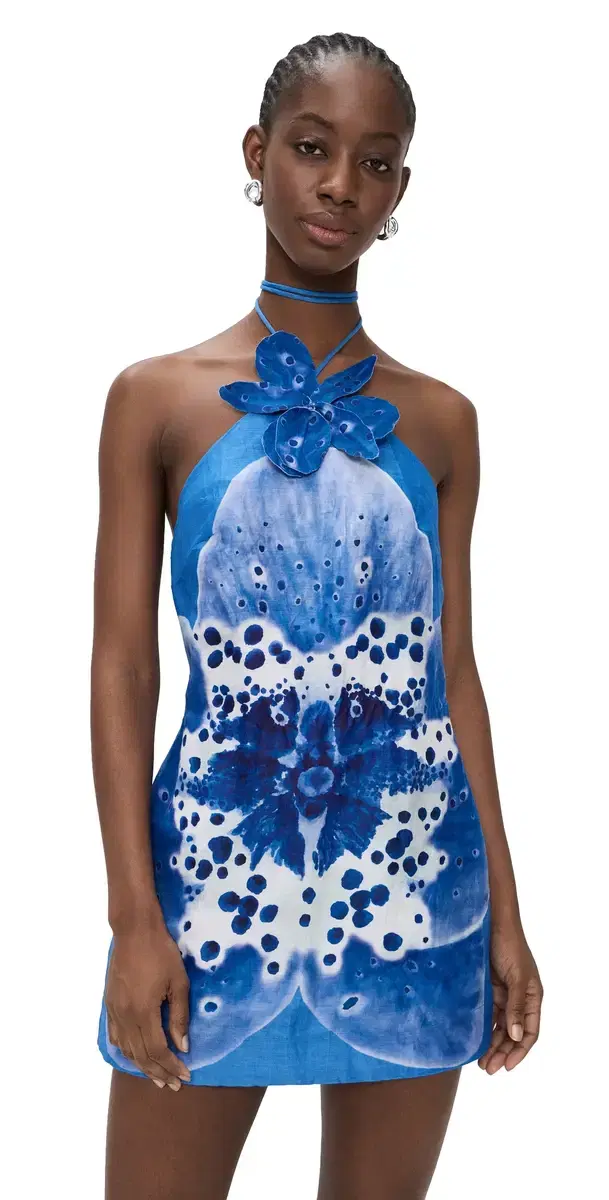 Everlee Orchid Print Mini Dress Cobalt Orchid