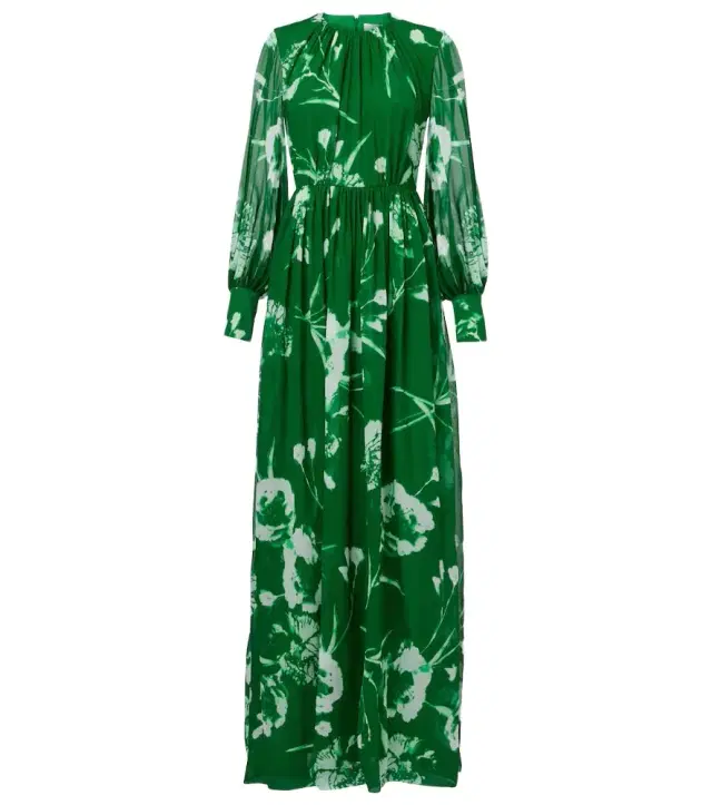 Floral silk voile gown