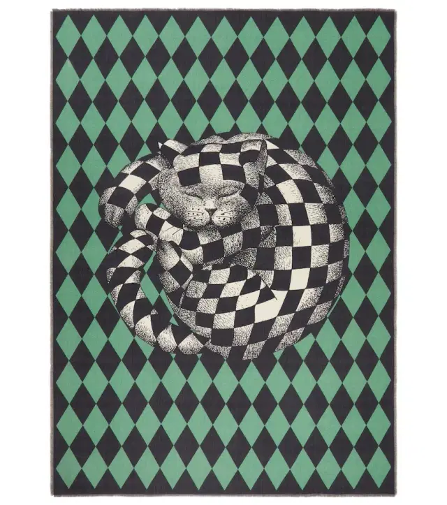 FORNASETTI High Fidelity argyle wool blanket