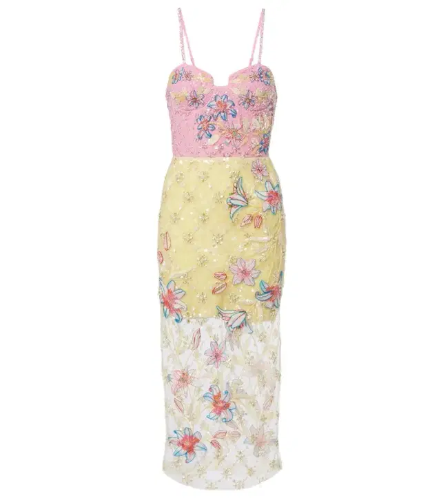 Là Fuori Embellished floral cocktail dress