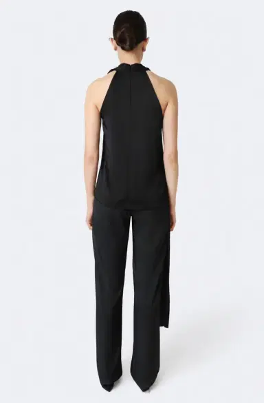 Lapointe Lightweight Satin Cross Halterneck Sash Top | Thumbnail 2