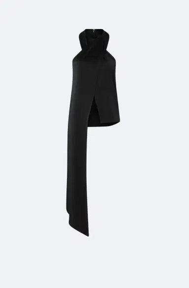 Lapointe Lightweight Satin Cross Halterneck Sash Top | Thumbnail 4