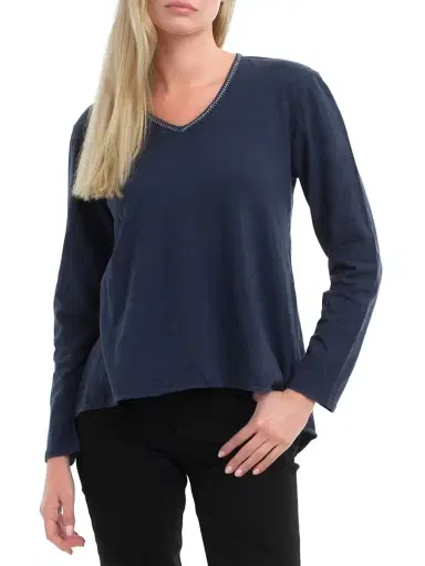 Wilt Women's Metallic Thread V-Neck T-Shirt - Naval Academy | Thumbnail 2 Wilt Women's Metallic Thread V-Neck T-Shirt - Naval Academy | Thumbnail 2