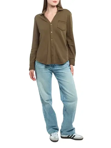 Wilt Women's Button Front Shirt - Dark Olive | Thumbnail 2