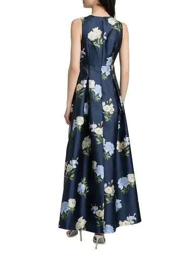 SACHIN & BABI Women's Brooklynne Floral Mikado Gown - Maritime Corsage | Thumbnail 5