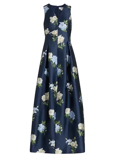 SACHIN & BABI Women's Brooklynne Floral Mikado Gown - Maritime Corsage | Thumbnail 1