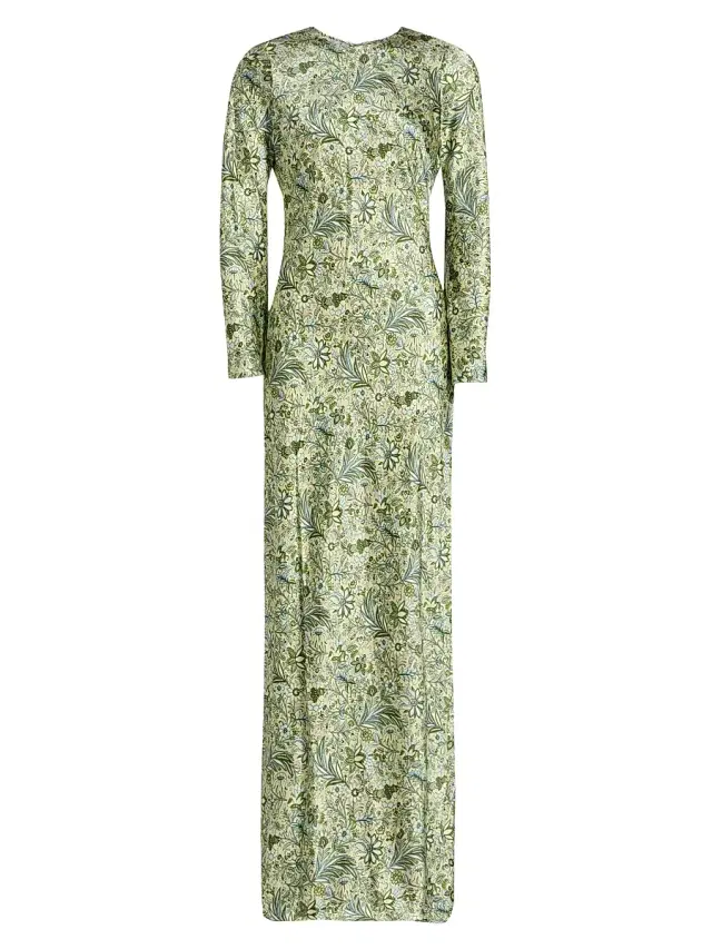 Women's Gemma Floral Silk-Blend Maxi Dress - Light Pistachio Multi