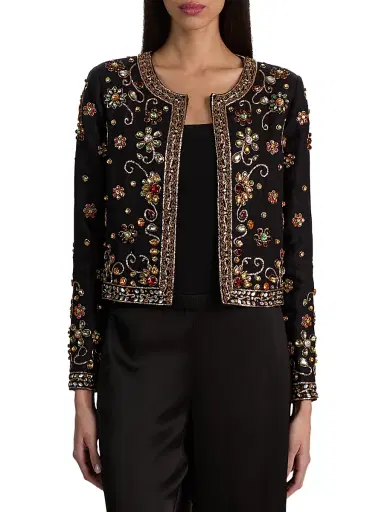 Alice + Olivia Women's Kidman Embellished Jacket - Black Multi - Size Large | Thumbnail 3 Alice + Olivia Women's Kidman Embellished Jacket - Black Multi - Size Large | Thumbnail 3