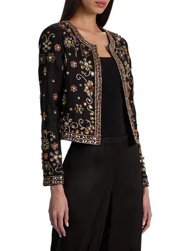 Alice + Olivia Women's Kidman Embellished Jacket - Black Multi - Size Large | Thumbnail 4 Alice + Olivia Women's Kidman Embellished Jacket - Black Multi - Size Large | Thumbnail 4