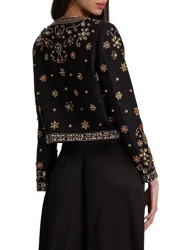Alice + Olivia Women's Kidman Embellished Jacket - Black Multi - Size Large | Thumbnail 5 Alice + Olivia Women's Kidman Embellished Jacket - Black Multi - Size Large | Thumbnail 5
