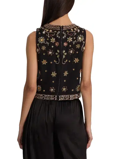 Alice + Olivia Women's Amal Embellished Linen Boxy Sleeveless Top | Thumbnail 5 Alice + Olivia Women's Amal Embellished Linen Boxy Sleeveless Top | Thumbnail 5