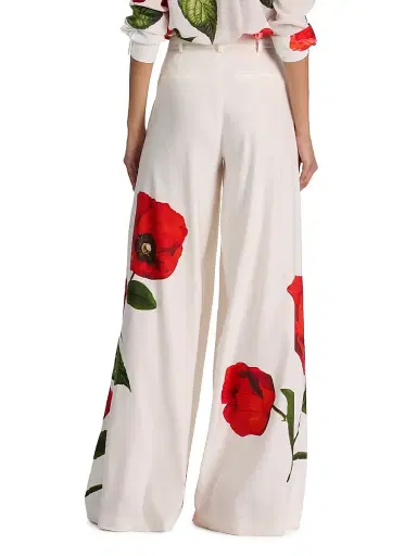 Alice + Olivia Women's Blaire Pleated Linen-Blend High-Rise Pants - Summer Poppy - Size 2 | Thumbnail 5