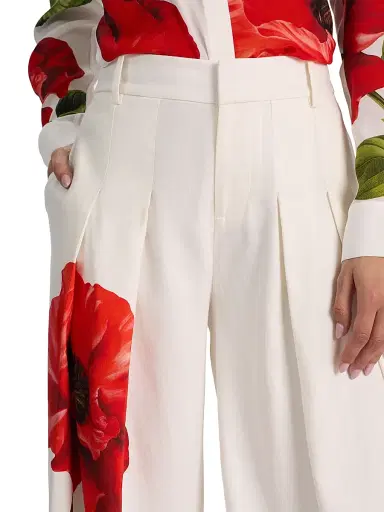 Alice + Olivia Women's Blaire Pleated Linen-Blend High-Rise Pants - Summer Poppy - Size 2 | Thumbnail 7