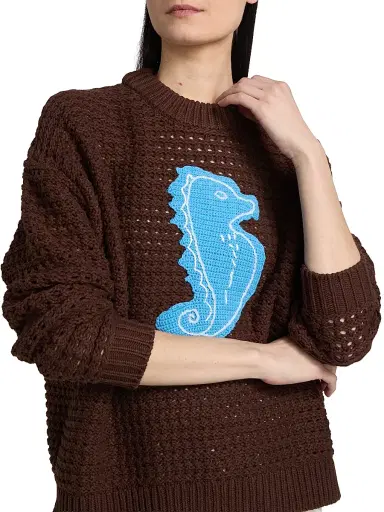 Staud Women's Giada Seahorse Open-Knit Sweater - Seahorse - Size XL | Thumbnail 6 Staud Women's Giada Seahorse Open-Knit Sweater - Seahorse - Size XL | Thumbnail 6