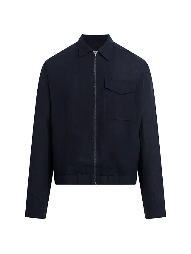 Men's Linen Full-Zip Jacket - Baritone Blue